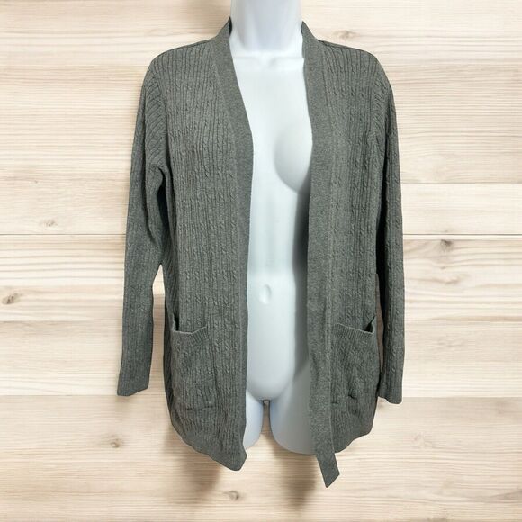 Kim Rogers Petite Long Sleeve Cable Knit Cardigan Sz Small Petite P/S Gray - Picture 1 of 6